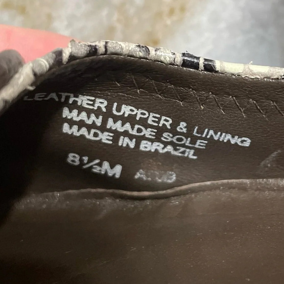 Tory Burch Chunky Heel Shoes Women's 8.5 M Gray Leather Snakeskin Print - Picture 5 of 15